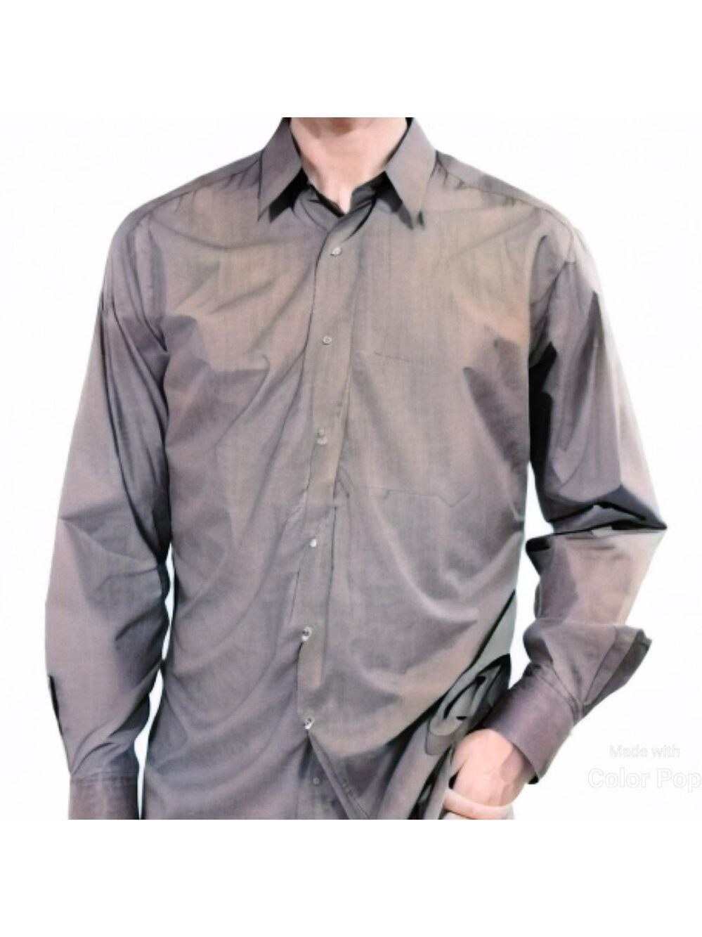 Crazy Horse wrinkle free grey cotton dress Shirt size 15.5 (34-35 sleeve)